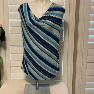 New York & Company Multicolor Striped Blouse